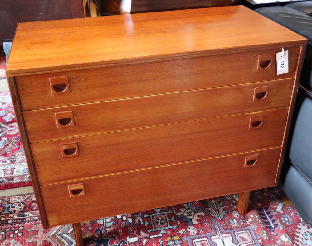 An Alfred Cox four teak drawer chest, width 84cm, depth 43cm, height 71cm